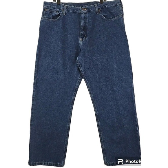 Magellan Outdoors Jeans Mens 42x30 Blue Denim 100% Cotton Dark Wash 35MAGSW. - Picture 1 of 9